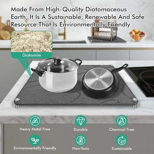 Stone Drying Mat For Kitchen Counter Superb Absorbent Diatomaceous Earth Mats - Image 2