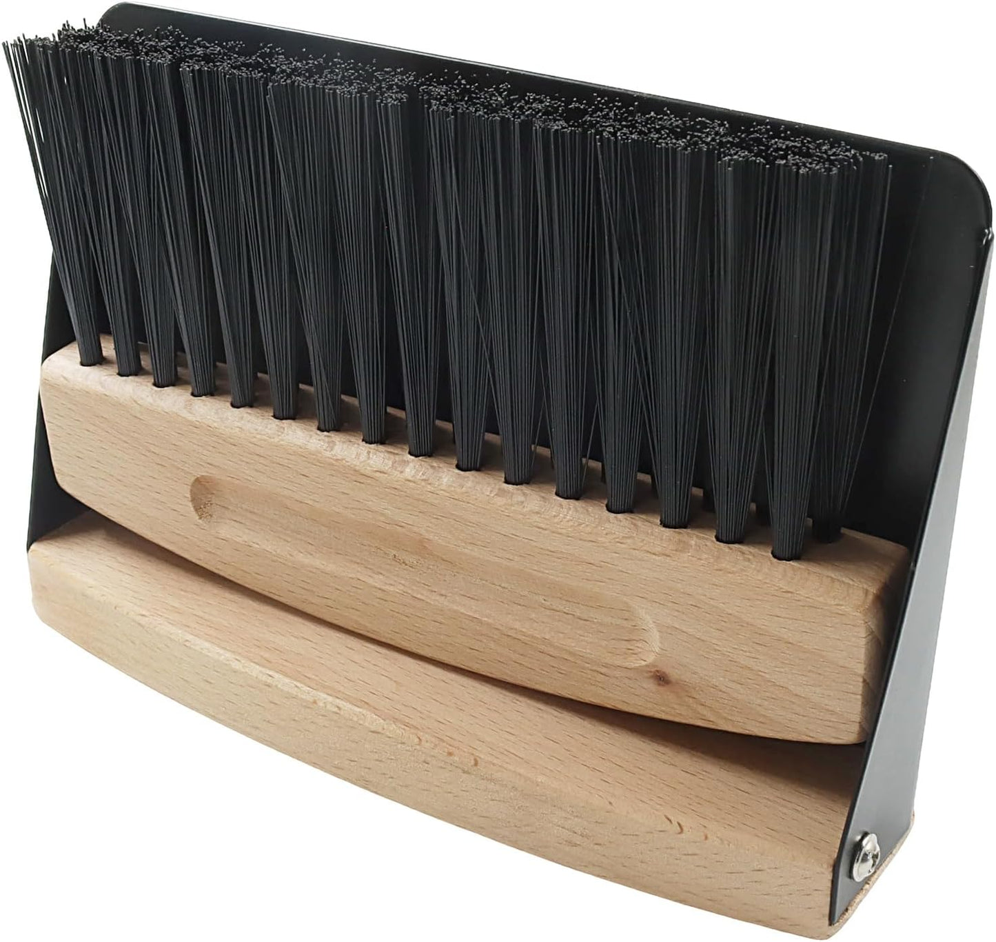 Hordion Small Dust Pan and Brush Set, Mini Hand Whisk Broom and Dustpan, Wooden Crumb Sweeper for Home Office Desktop Countertops Sofa, Black