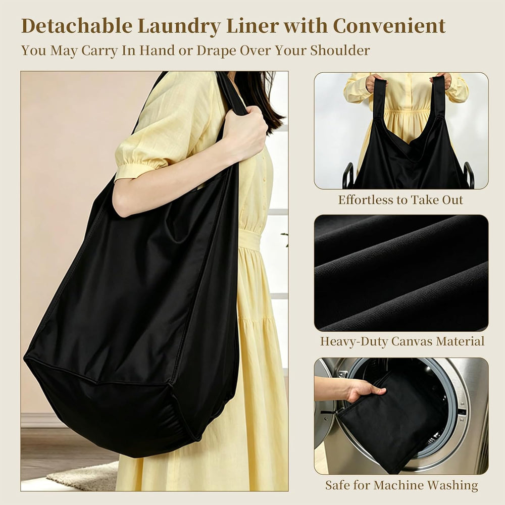 Laundry Hamper Rolling Sorter: 120L Large Basket with Wheels Removable Bag