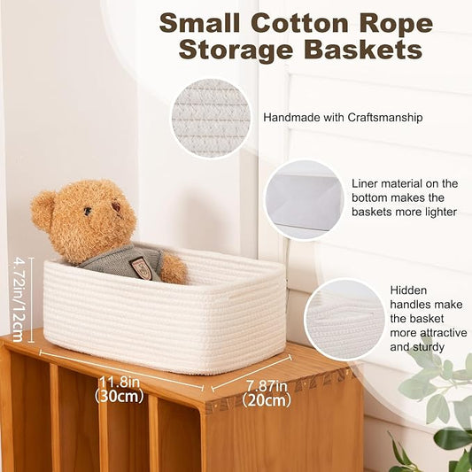 3 Pack Small Storage Baskets for Organizing, Cute Woven Decorative Gift Baskets - Image 2
