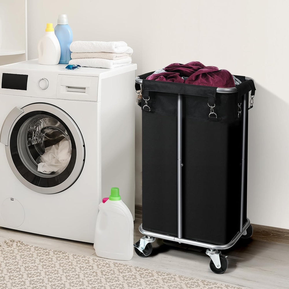 100L Rolling Laundry Hamper Basket with Wheels for Bedroom, Black