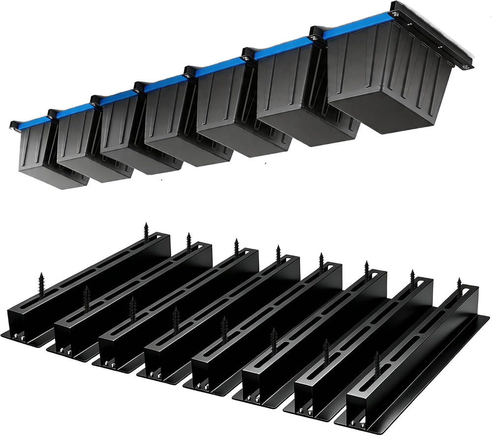 Garage Ceiling Storage Racks, Ceiling Mount Bin Holder, 8 Sets for 7 Bins