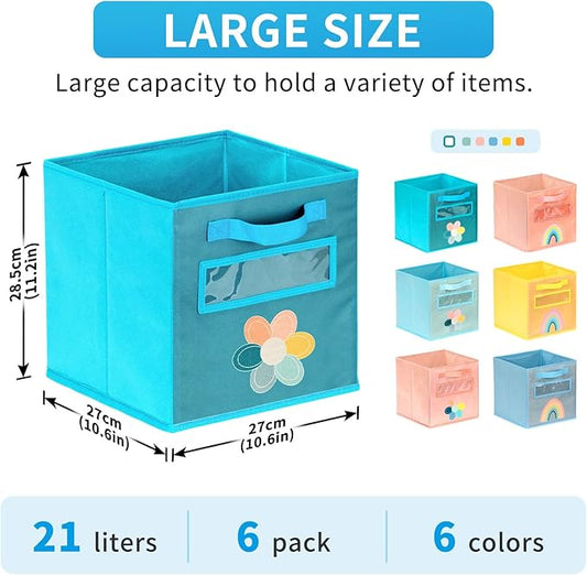 Cube Storage Bins, 6 Pack 11 Inch Fabric Storage Bins - Image 2
