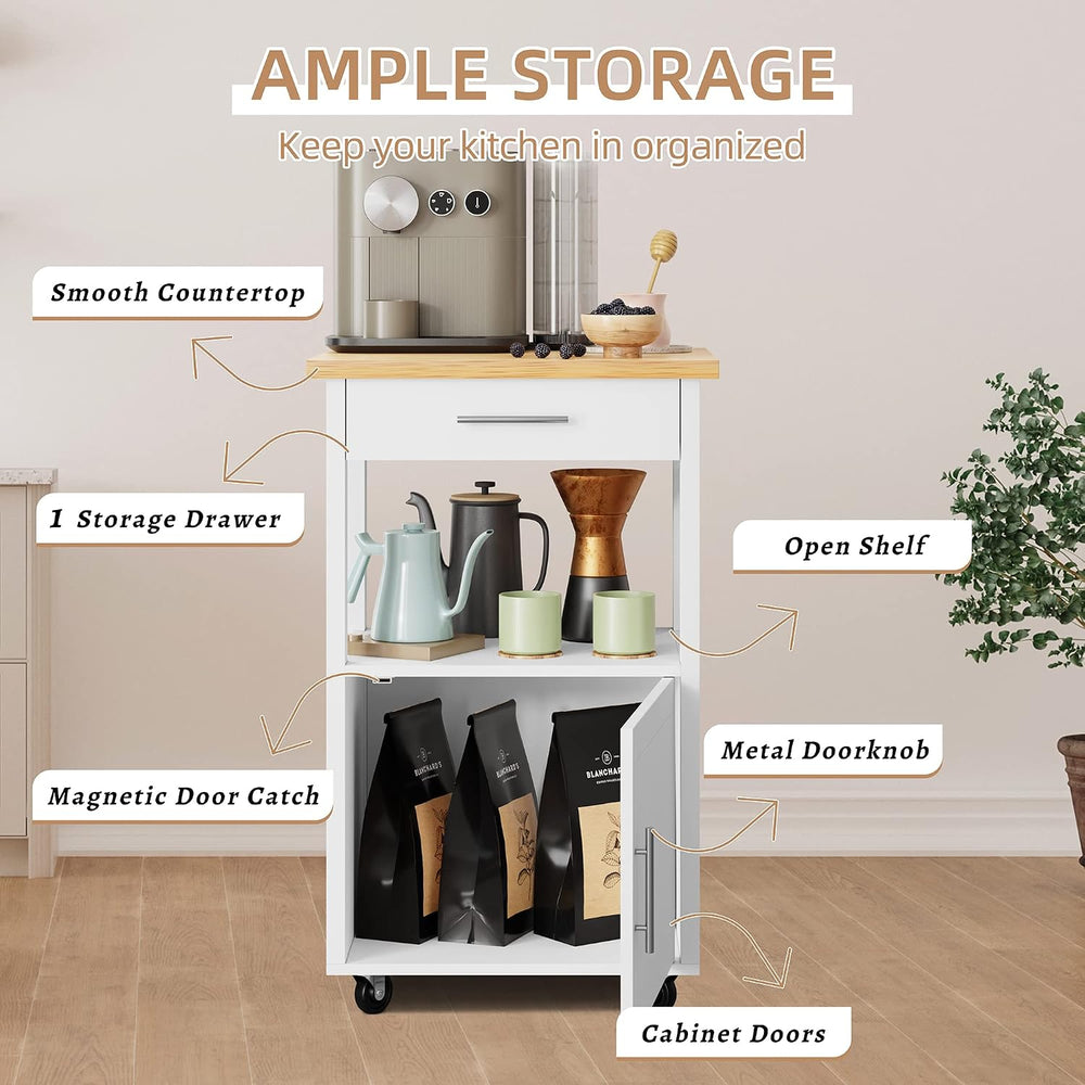 Shintenchi Kitchen Island Cart with Storage,Rolling Side Table on Wheels with...
