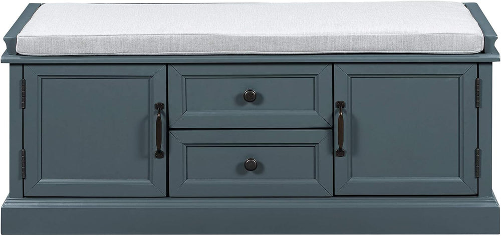 Storage Bench, Solid Wood Shoe Bench with 2 Drawers/2 cabinets/Removable Cush...