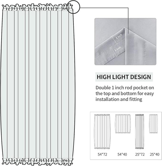 DWCN French Door Curtains – Rod Pocket Thermal Blackout Curtain - Image 2