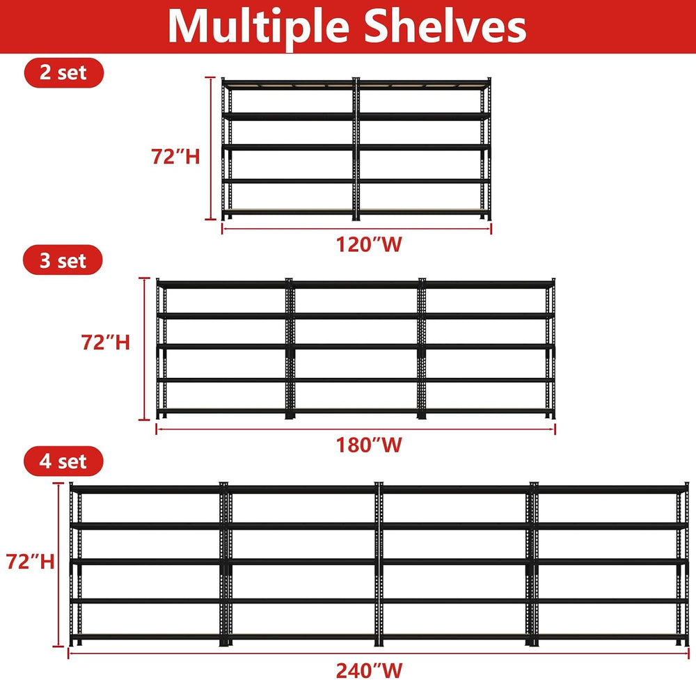 PrimeZone 60" W X 24" D X 72" H Heavy Duty Garage Storage Shel...