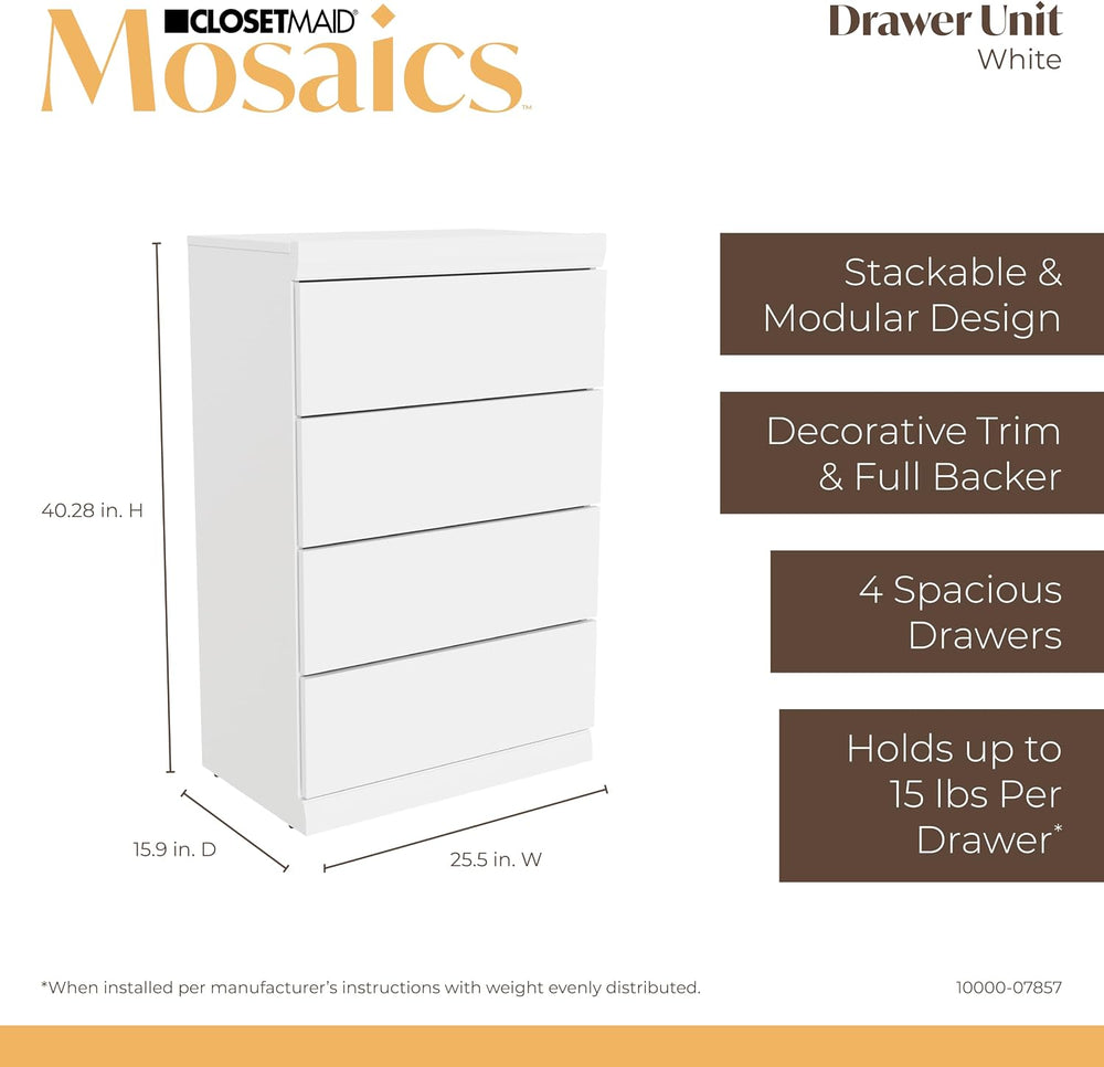 ClosetMaid Mosaics 4 Drawer Closet Organizer, Customizable Storage System, 40...