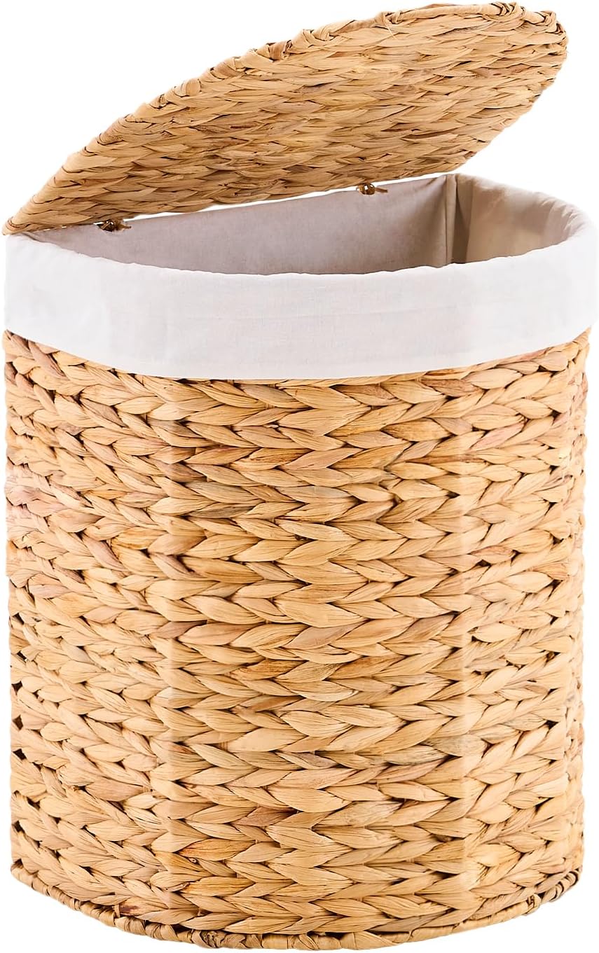 Half Moon Natural Water Hyacinth Laundry Hamper, 60L, Natural