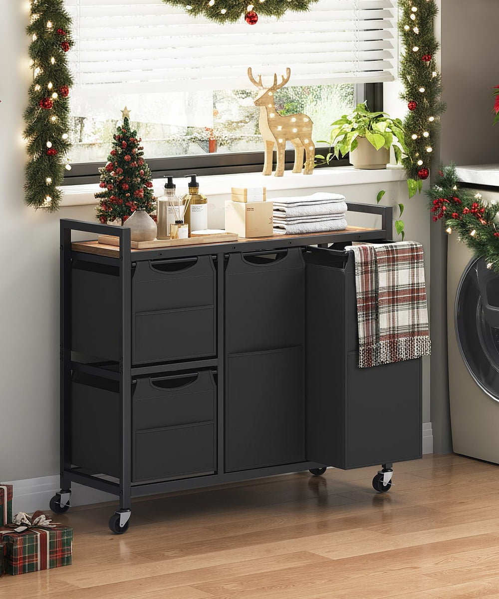 HOOBRO Laundry Sorter with 4 Section, 34 Gal. (127 L) Laundry Hamper with Whe...
