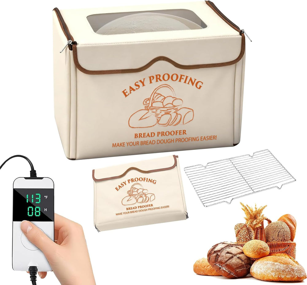 Versatile Bread Proofer Warming Box with Temperature Timer Metal Rack