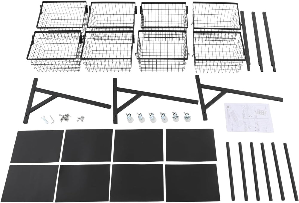 Rolling Store Snack Display Rack with Wheels, Mesh Storage Cart(Black)