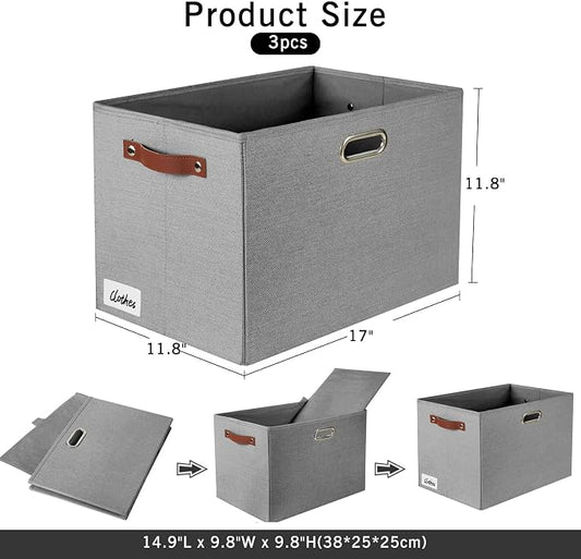 3-Pack Foldable Fabric Storage Bins - Image 2