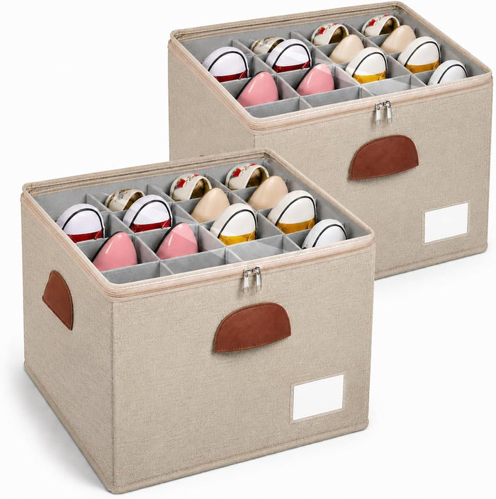 2 Pack Shoe Organizer for Closet with Adjustable Divider Shoe Storage Box