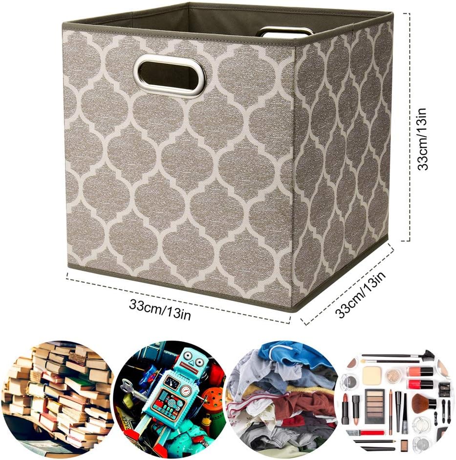 Storage Cubes Bins Fabric 13x13 Inch Brown Storage Boxes Foldable Storage Bas...