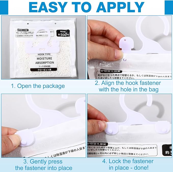 Nuanchu 30 Pack 500 ml Moisture Absorber Hanging Closet Dehumidifier Bags - Image 6