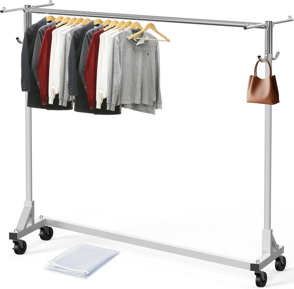 Simple Houseware Industrial Grade Z-Base Garment Rack w/Cover Tube Bracket