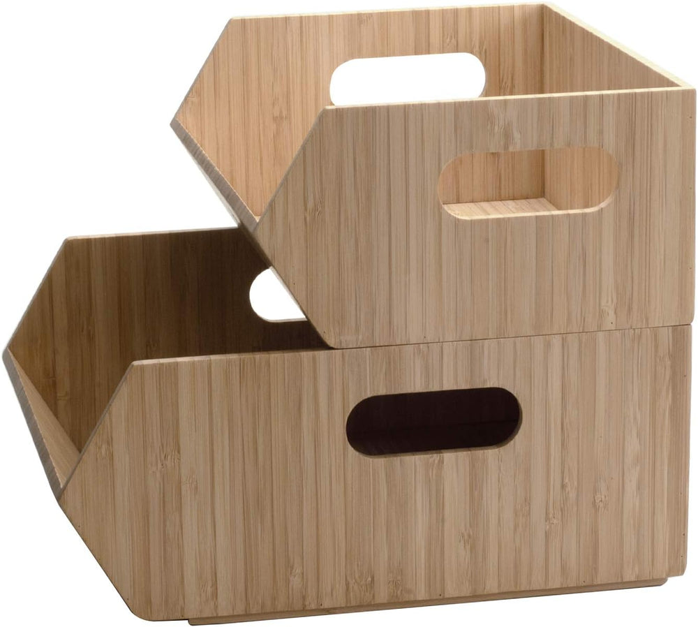 Mobilevision XL Versatile Bamboo Storage Bins for Pantry & Kitchen Cabine...