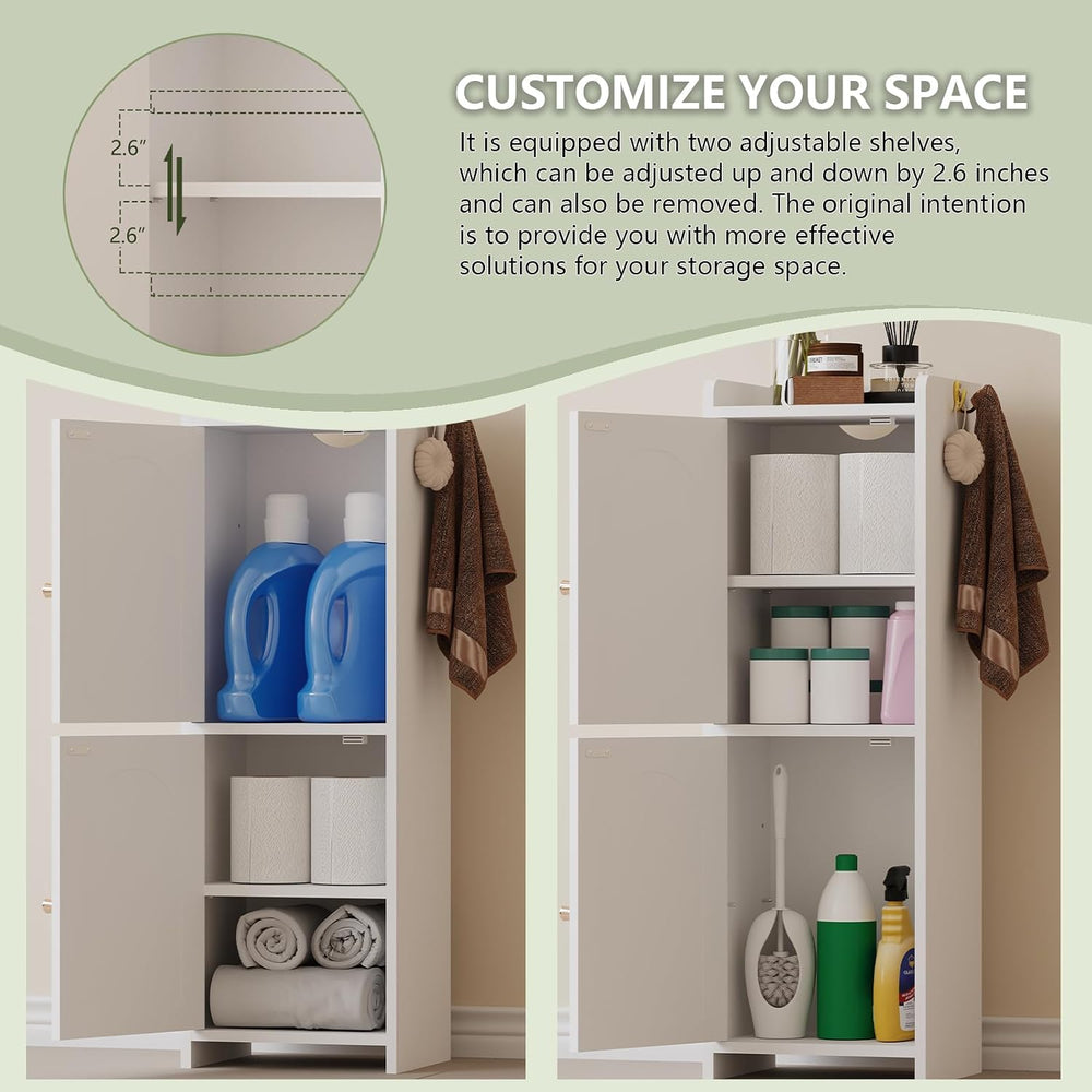 Arbuxzuy Small Bathroom Storage Cabinet with 2 Doors and Adjustable Shelf