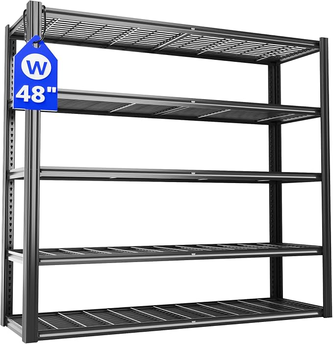 48" W Metal Garage Shelving 5 Tier Storage Shelves Heavy Duty 3030LBS - Image 9