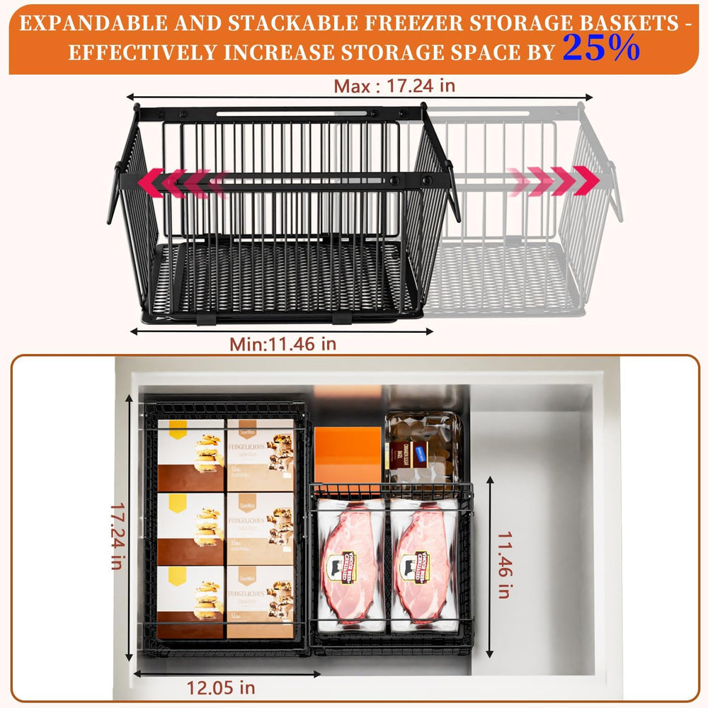 Large Freezer Organizer Bins for 10 to 20 Cu.Ft,Leak-Proof Bottom,4 Pack