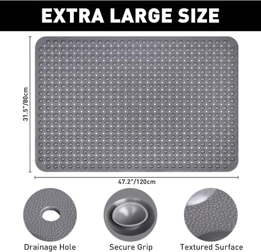 Shower Mat Non Slip: 47.2 x 31.5 Inch Extra Large TPE Shower Mats - Image 2