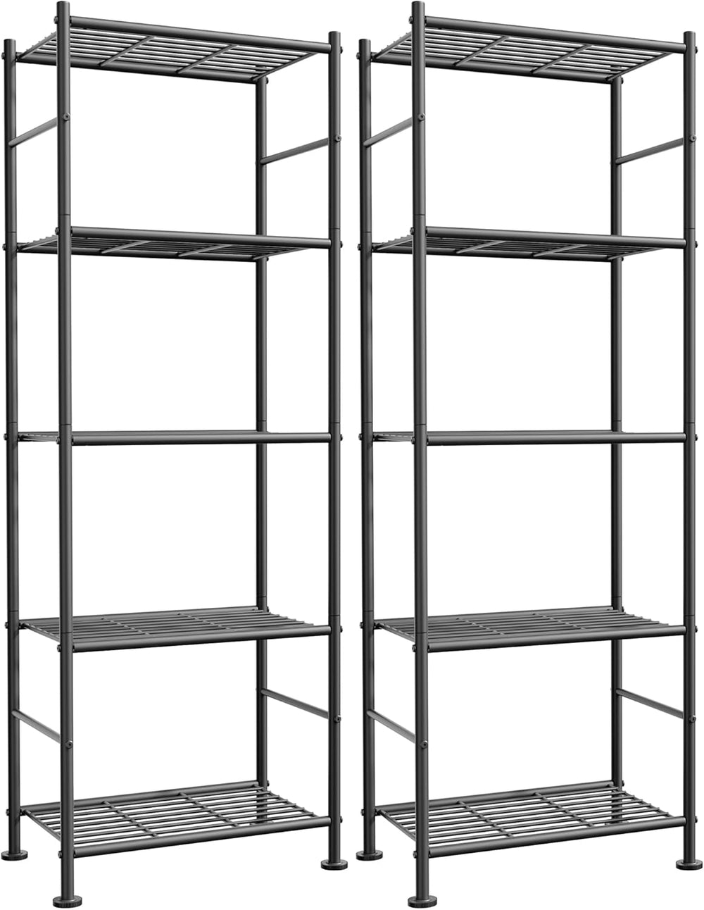 Sakugi Storage Shelves - Set of 2, 5-Tier Metal Shelf Organizer, Space-Saving...