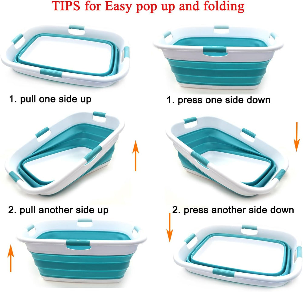 SAMMART 49L Collapsible 4 Handled Laundry Basket-Foldable Storage Container-P...