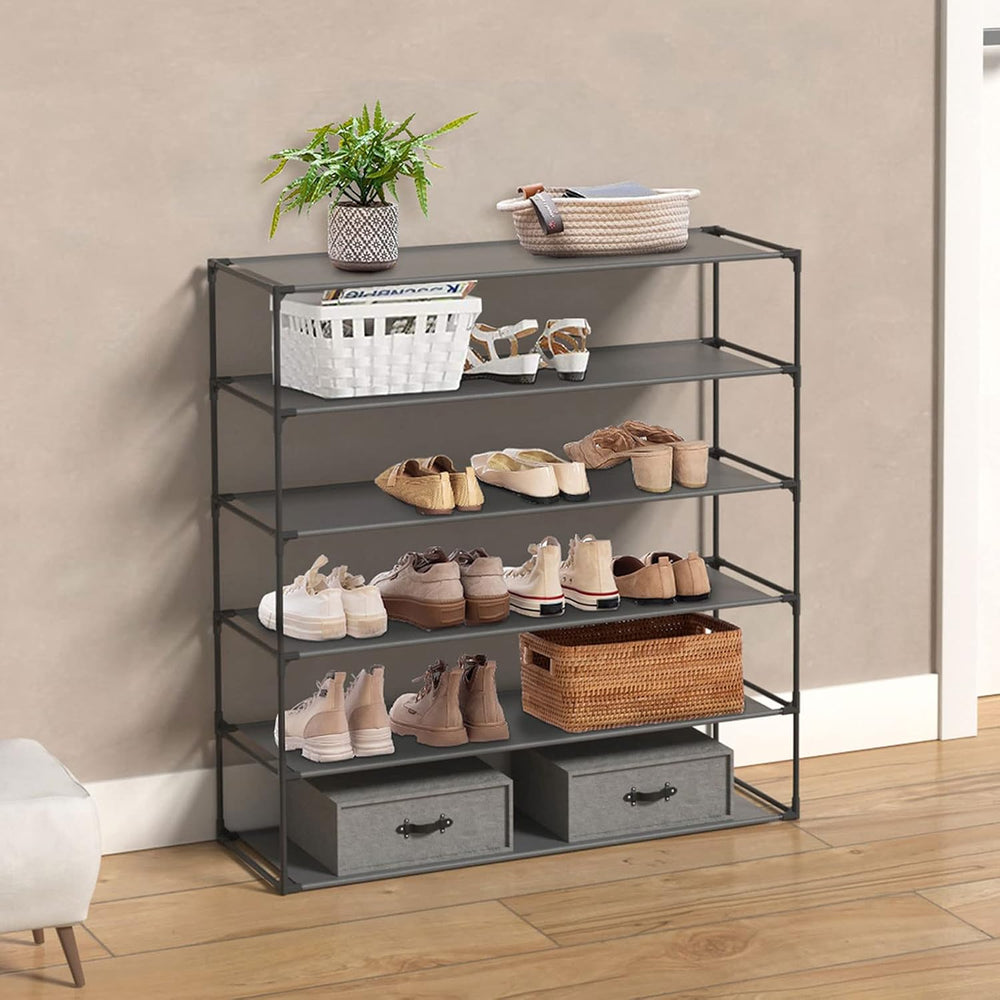 Jerry & Maggie 6 Tier Fabric Shoe Rack, 39 in W x 11 in D x 36 in H, Can ...