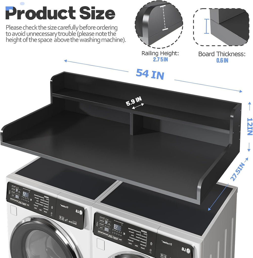 2-Tier Washer and Dryer Countertop with 2.75" H Guard,54" W x 27.5&...