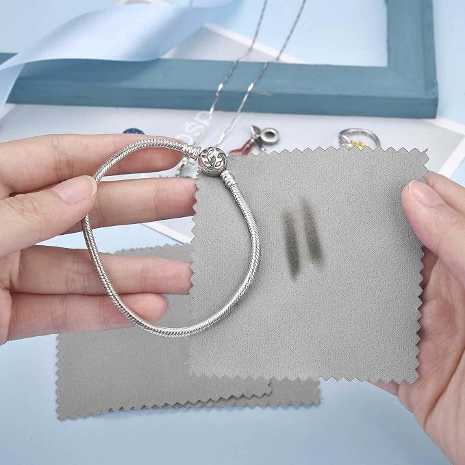 SEVENWELL 100pcs Jewelry Cleaning Cloth Gray Polishing Cloth - Image 5