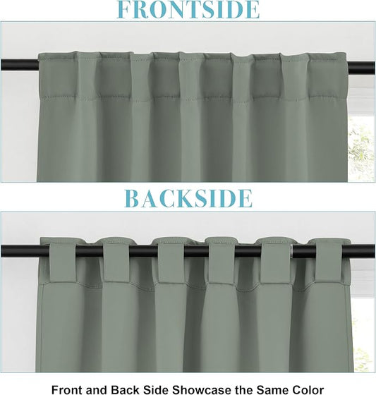 RYB HOME Sage Green Curtains for Living Room, Elegent Farmhouse Vertical Back - Image 2
