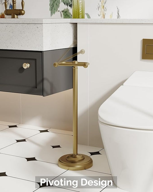 Toilet Paper Holder Stand, Brushed Brass Toilet Paper Holder Free Standing - Image 2