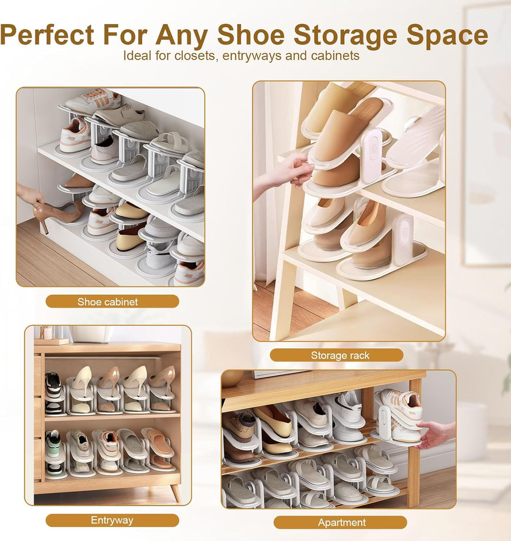 16 Pack Shoe Rack with Aromatherapy Box, Adjustable Space-Saving Organizer