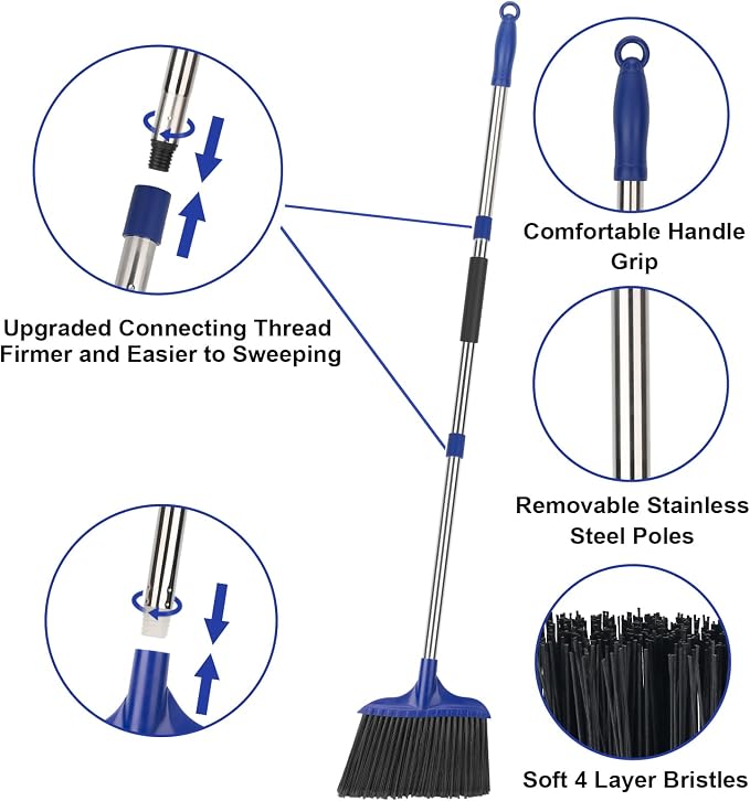 Kefanta 6 Pack Heavy Duty Broom Indoor/Outdoor Commercial Brooms Angle Broom 53 - Image 7