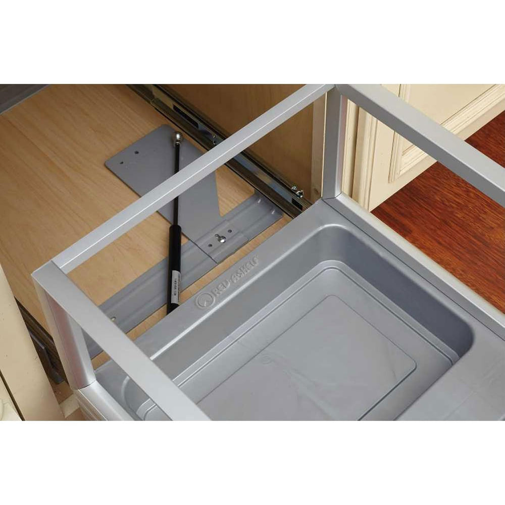 Rev-A-Shelf Double 27 Quart Pull Out Trash Can for Base Kitchen Cabinets, Sto...