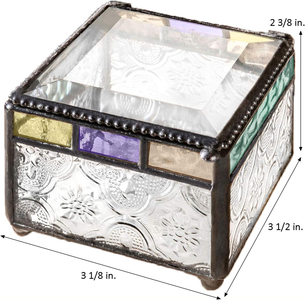 Personalized Jewelry Box Decorative Vanity Display Colorful Stained Glass Kee...