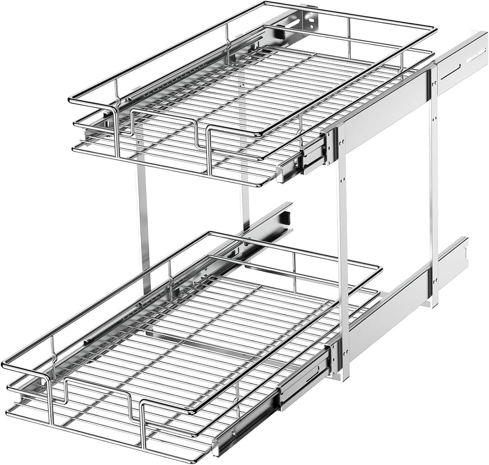 LOVMOR 2 Tier Individual Pull Out Cabinet Organizer 11" W x 18" D, ...