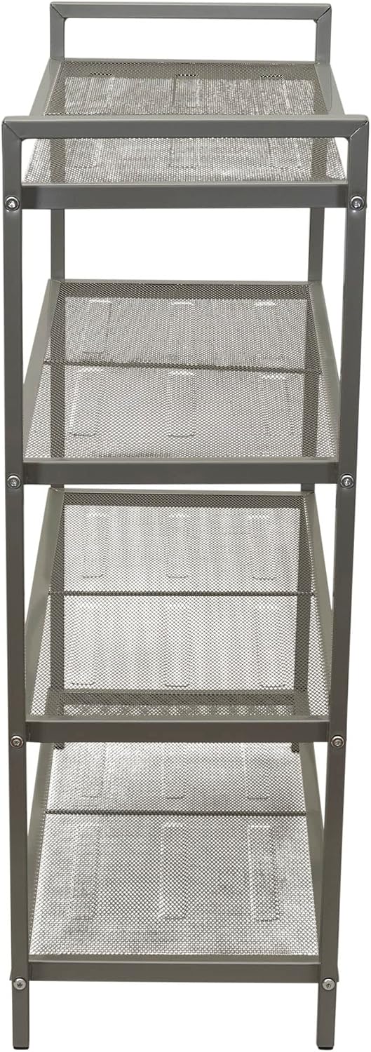 Household Essentials 4-Tier Metal Shoe Rack, Stretched Metal Shelving with Ce...