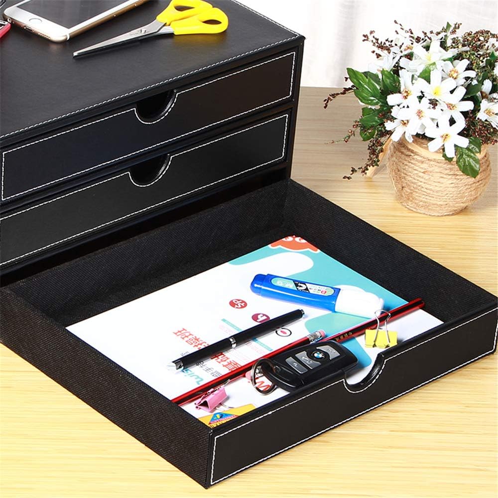 Ayunga Leather Desk Organizer with 3 Drawers, Executive Office Supplies Deskt...