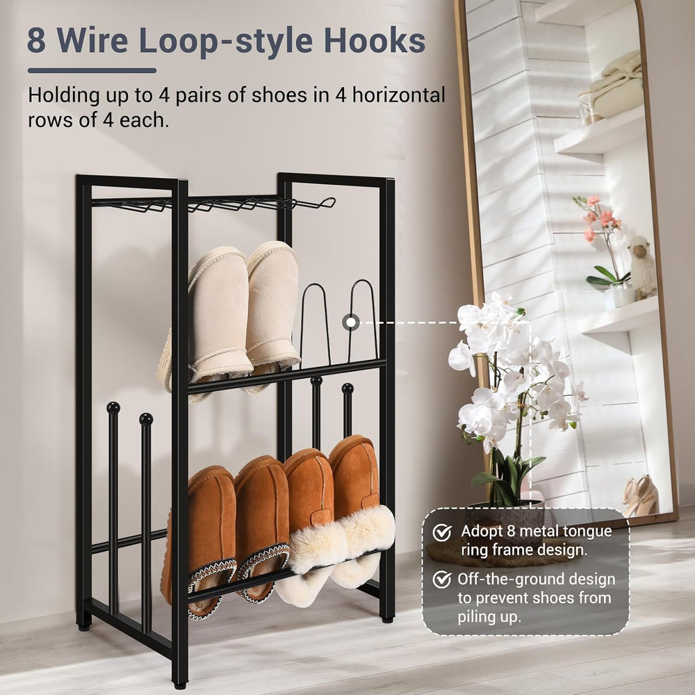 GADFISH Free Standing Shoe Racks, Vertical Boot Rack, Black Metal Boot Storag...