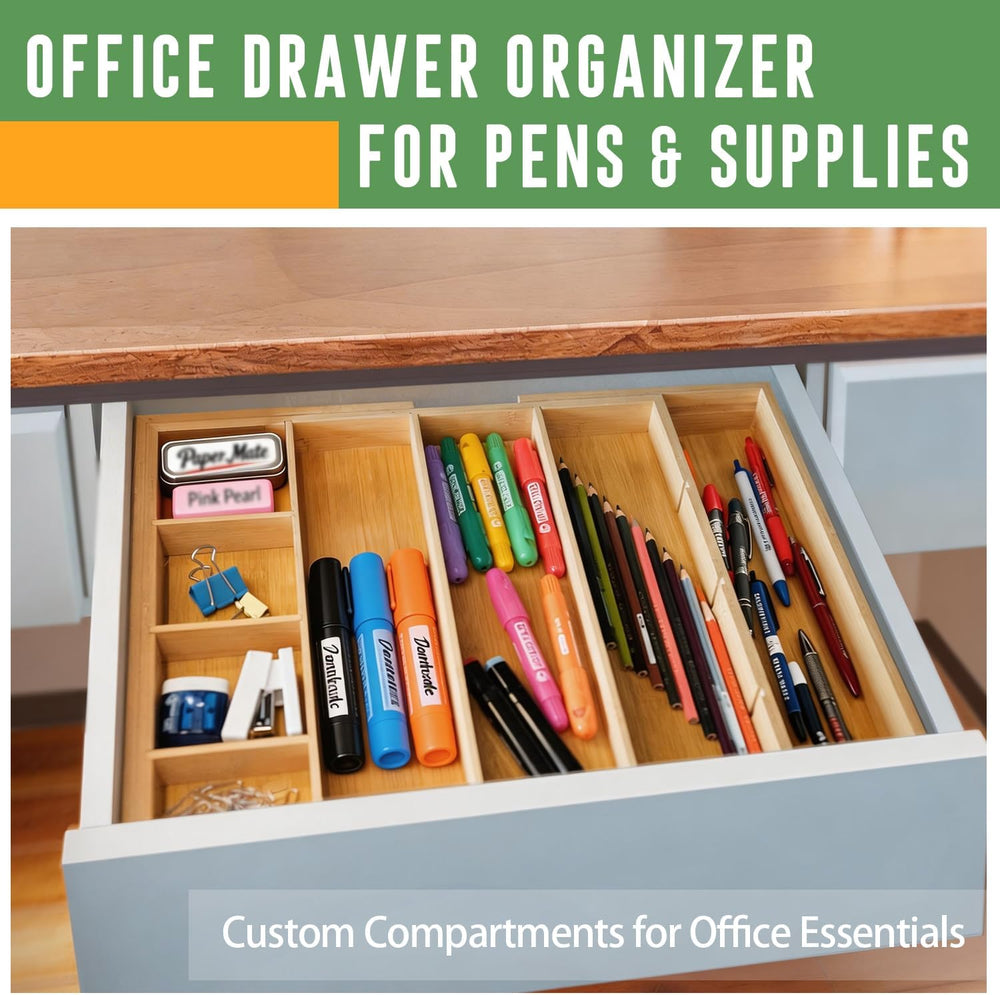Bamboo Expandable Drawer Organizer, 15"-22" Storage Tray