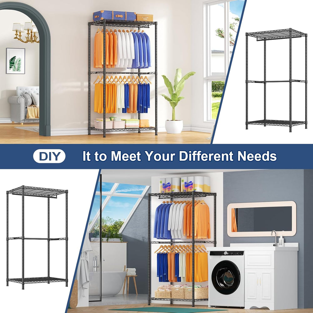 Ulif E12 Pro Clothes Rack,Heavy Duty Freestanding Garment Rack with Shelves,M...