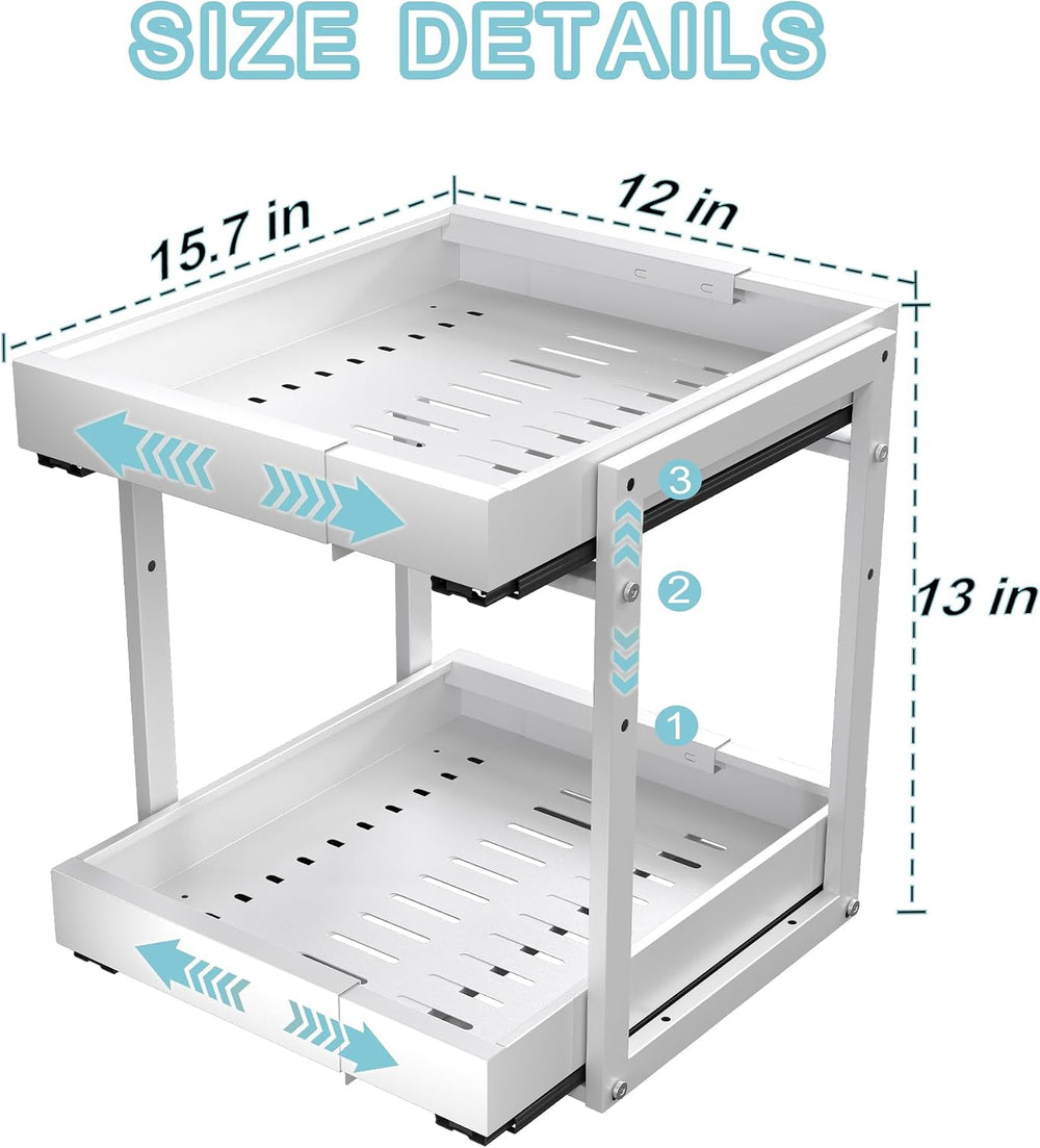 Golener 2-Tier Expandable Pull Out Cabinet Organizer, Cabinet Drawers, 16"D