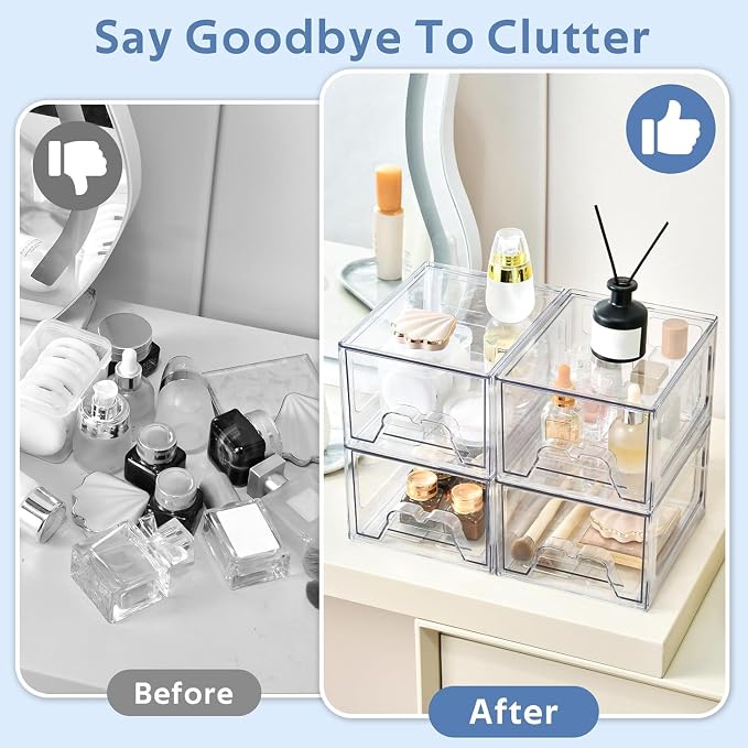 Plastic Drawers Storage, 8 Pack Clear Stackable Storage Drawers, Acrylic - Image 6