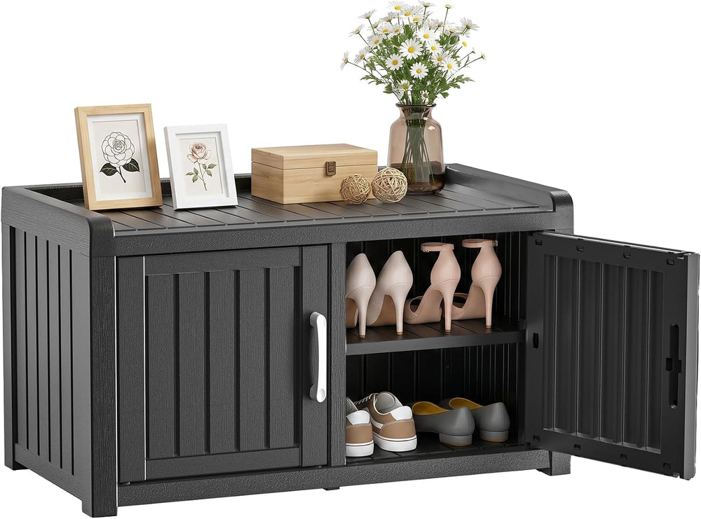 ROJIK Shoe Cabinet Waterproof UV-Resistant,Storage Bench Indoor Outdoor with ...