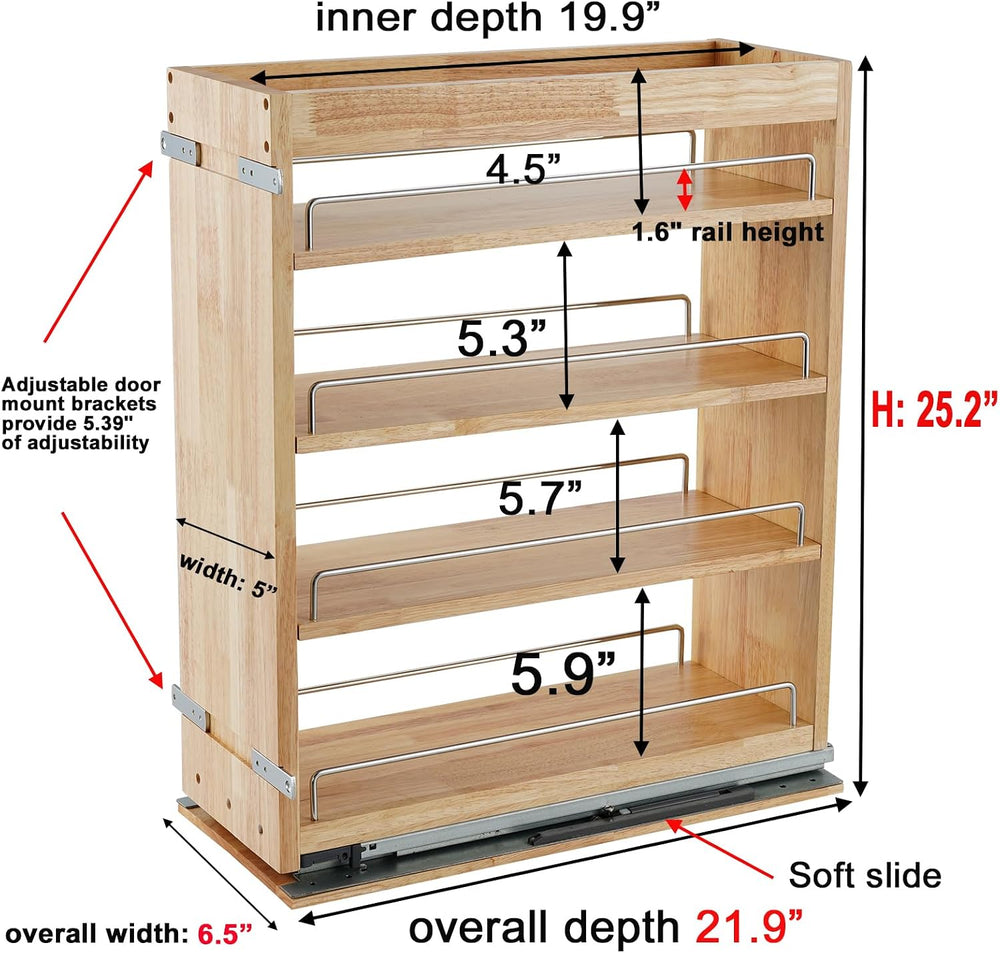 DINDON Pull Out Spice Rack Organizer for Cabinet, (5" W x 21.9" D x...