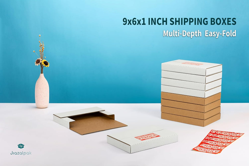 9x6x1 Inch Shipping Boxes for DVDs, CDs, Books Mailing, 50 Pack