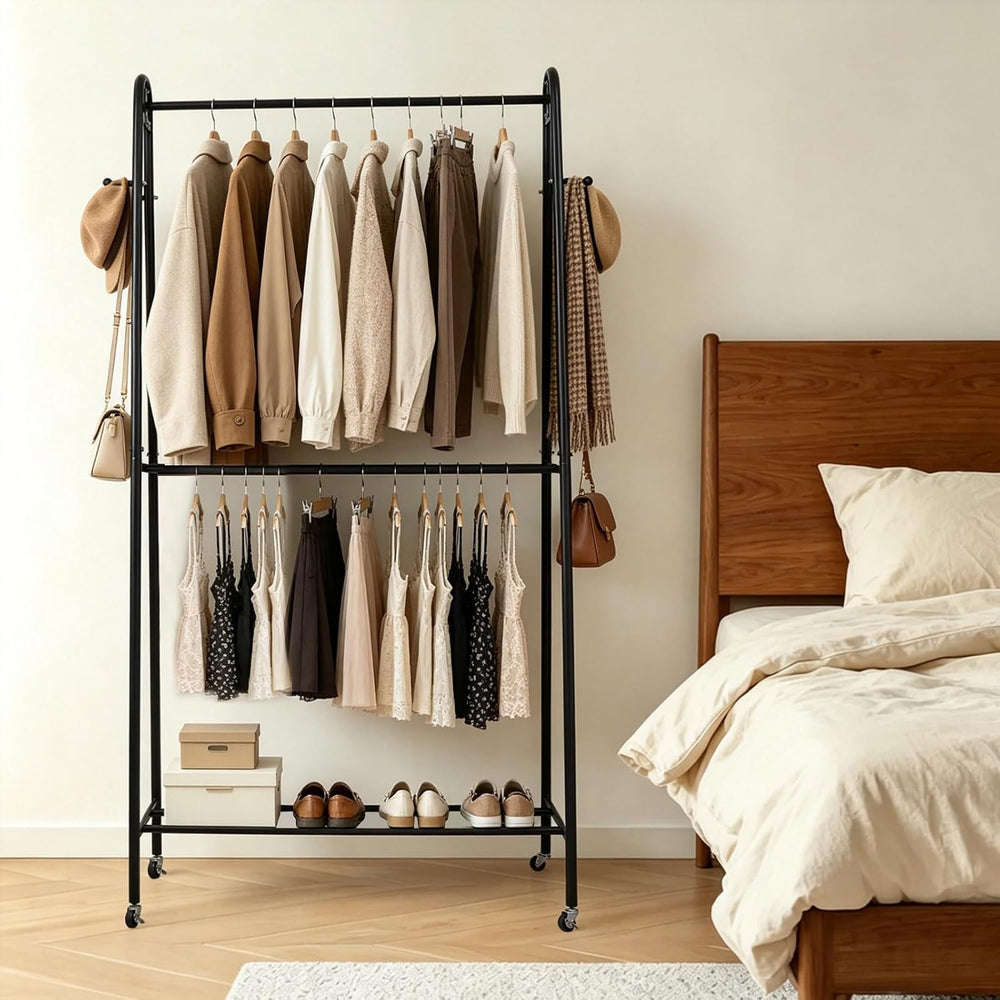 Heavy Duty Clothes Rack with Wheels, Garment Rack