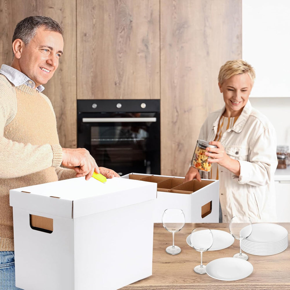 MotiMind 4 Sets Kitchen Moving Boxes with Divider Kits for Dish Glassware Win...